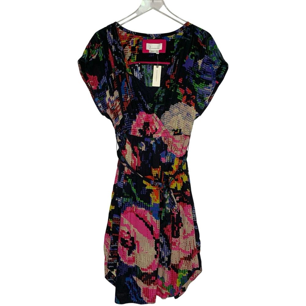 Anthropologie NEW Astrid Needlepoint Floral Pockets V-Neck Mini Dress M